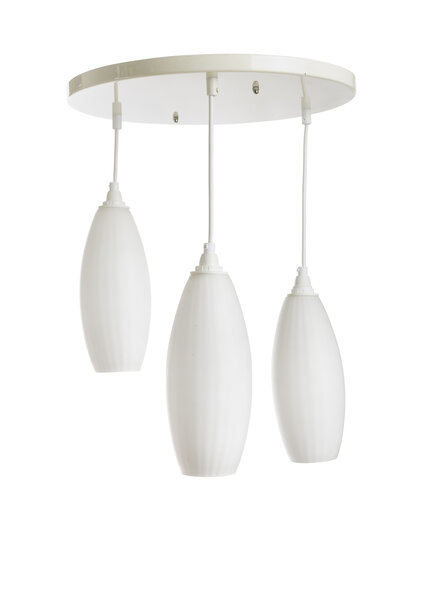 Cascade Hanglamp met 3 Wit Glazen Cilinders, Jaren 60