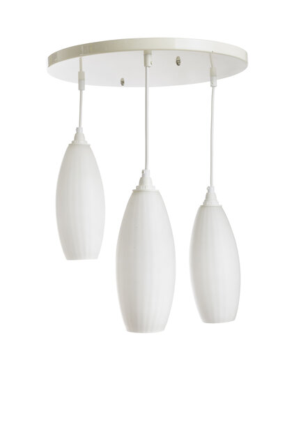 Cascade Pendant Lamp, 3 White Glass Cilinders, 1960s
