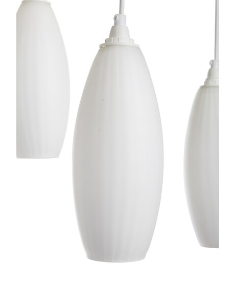 Vintage hanglamp, 3 wit glazen cilinders, ca. 1960