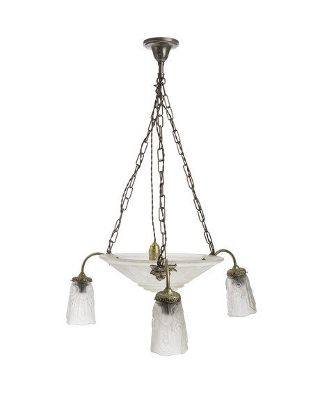 Classic hanging lamp, French, glass bowl