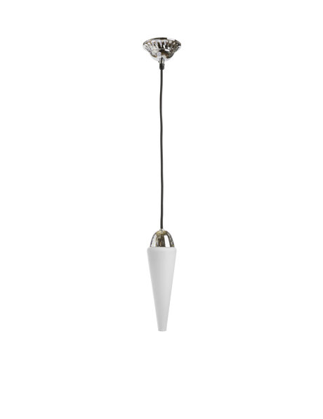 Vintage hanglamp aan snoer, wit glas