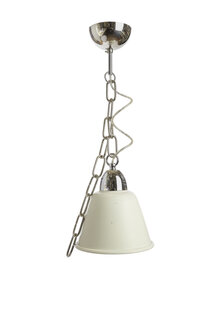 Small Industrial Hanging Lamp, Cream Colored Metal, 1950s