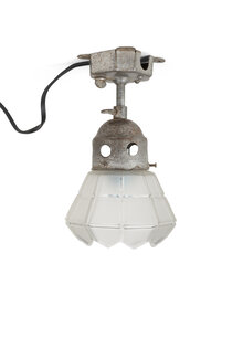 Industrial Ceiling Lamp, Frosted Glass and Metal