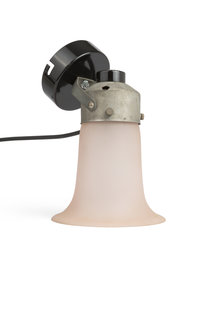 Philips Industrial Wall Lamp, Pink Glass on a Black Holder
