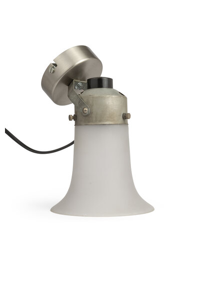 Industrial Wall Lamp, Matte Chrome and Frosted Glass