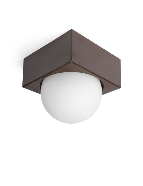 Retro ceiling lamp, square, brown fixture, 1960s