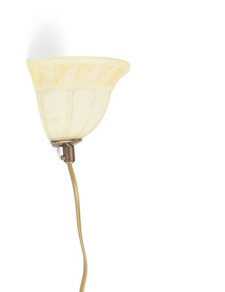 Licht geel glazen wandlamp, vintage