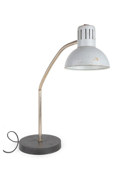 Industrial Desk Lamp, Grey Hood, 1940s