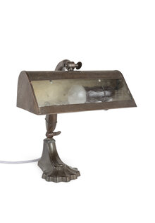 Antieke Bureaulamp, Helder Glazen Raampje