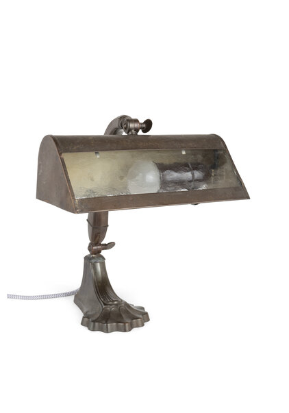 Antique Desk Lamp, Clear Glass Window