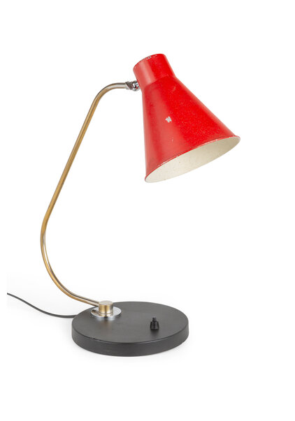 Vintage Desk lamp, Red Hood, 1950s