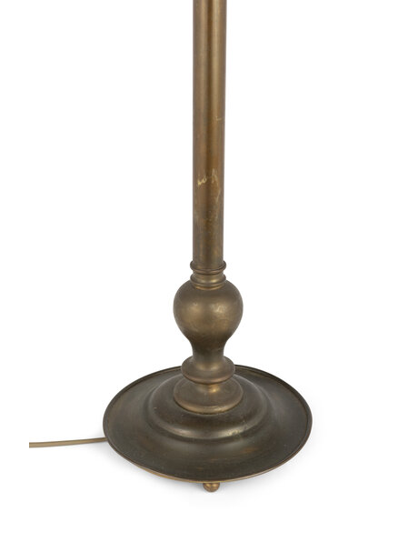 Old table lamp, brass base and fabric shade