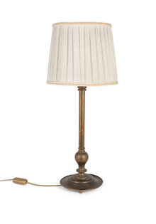 Old Table Lamp, Cream Fabric Shade, 1940s