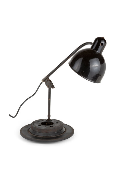 Desk lamp industrial, black metal in brake disc