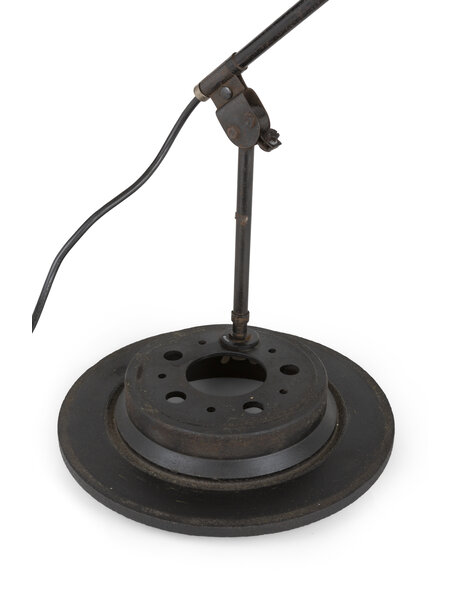 Desk lamp industrial, black metal in brake disc