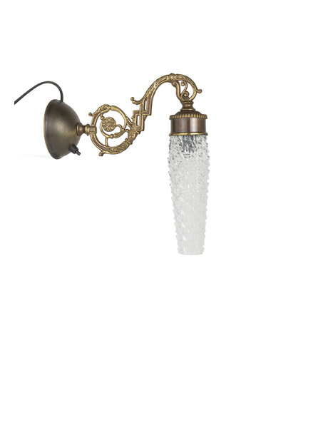 Oude wandlamp met glazen cilinder