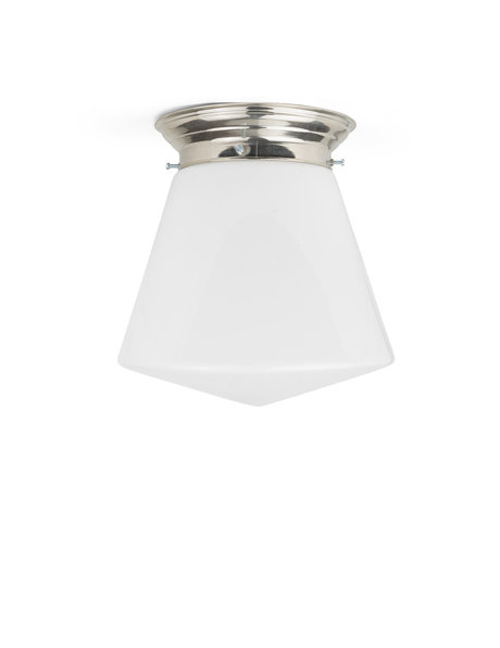 Design ceiling lamp, sleek model, white glass