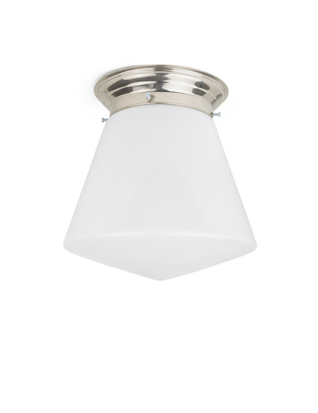 Design ceiling lamp, sleek model, white glass