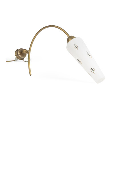 Wandlamp vintage, 1 glazen cilinder op koper