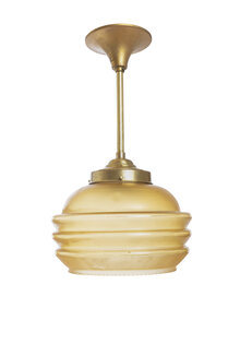 Ocher Glass Pendant Lamp, 1940s