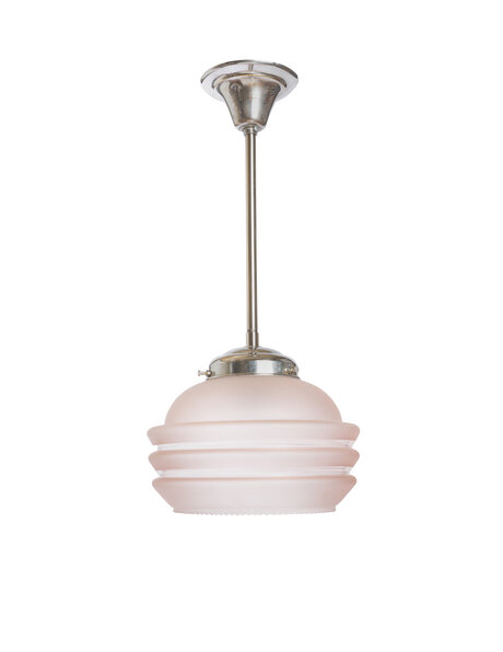 Pink hanging lamp, glass on pendant