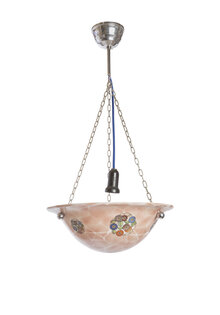 Pink Glass Bowl, Hanging Lamp, 1930s