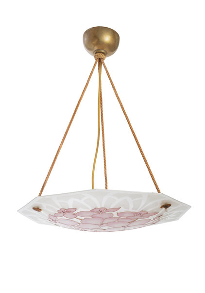 Art Deco Pendant Lamp, Glass Bowl, Juryz, 1930s