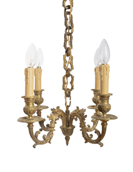 Brass chandelier with 4 candles