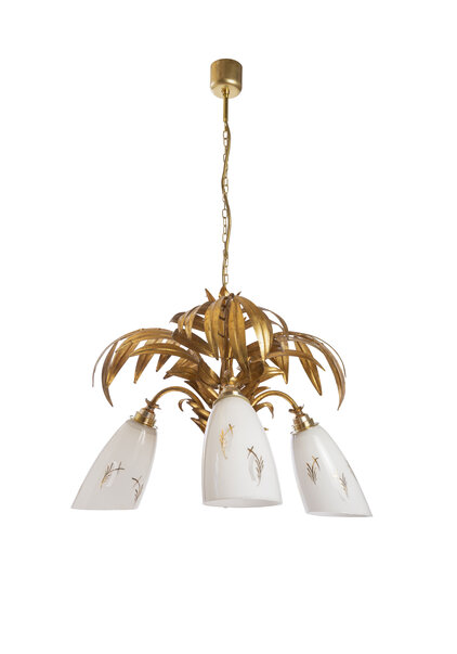 Vintage Hanging Lamp, Palm Leaf, 1950s