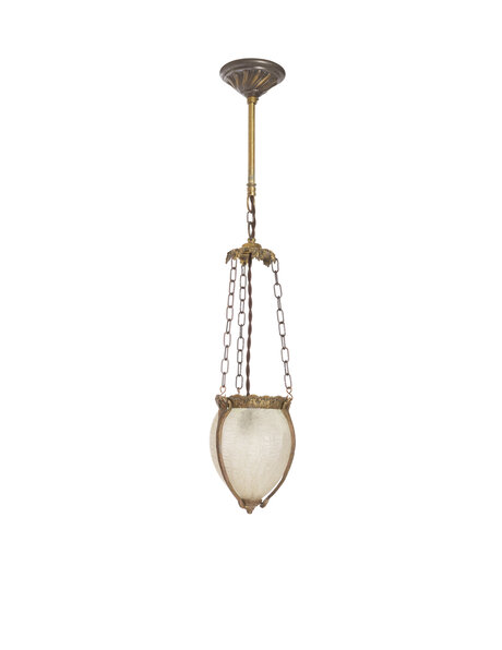 Classic hanging lamp, glass bag in brass