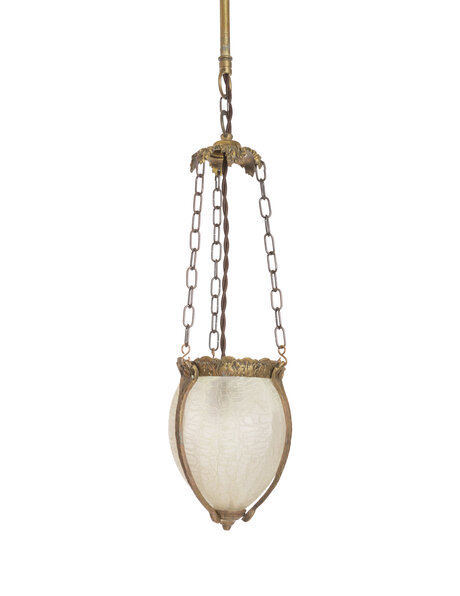 Classic hanging lamp, glass bag in brass
