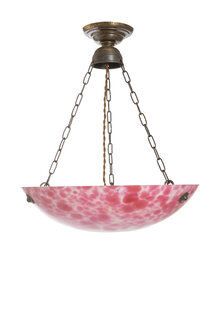 Pink-Red Glass Hanging Lamp, 1930s