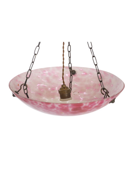 Hanging lamp, glass bowl, pink-red