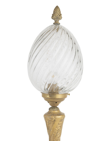 Classic table lamp, clear glass shade