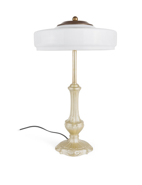 Old table lamp, large, light gold sprayed base