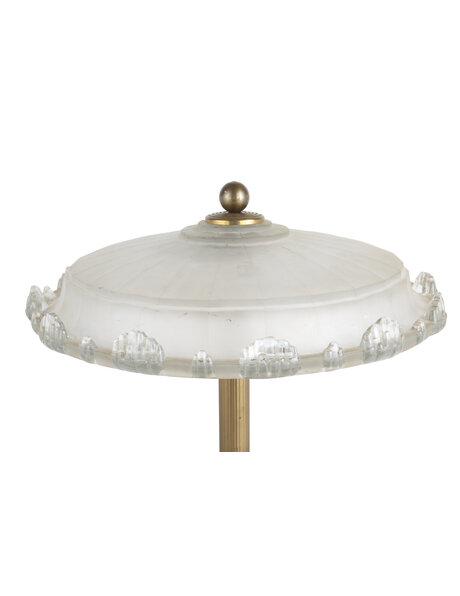 Art Deco table lamp, glass shade on brass base