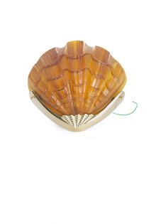 Art Deco Wall Lamp, Shell Shaped, Brown Glass