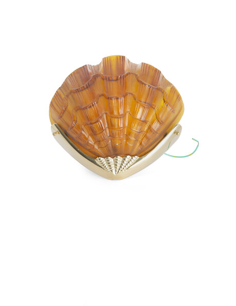 Glass wall lamp, Art Deco, shell, brown