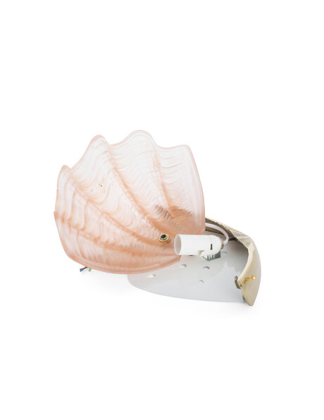 Art Deco wandlamp, roze schelp