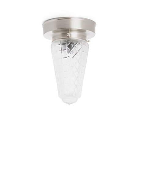 Old ceiling lamp with narrow glass, diamond pattern