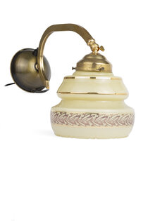 Antique Wall Lamp, Cream Gold Glass Shade