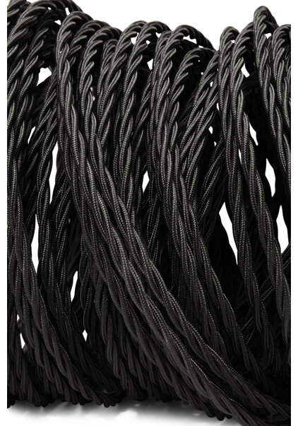 Lamp Wire, Black, Braided, Cloth Covered, 3 core