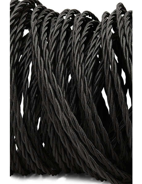 Electrical cable, black, braided, 3 - core wire