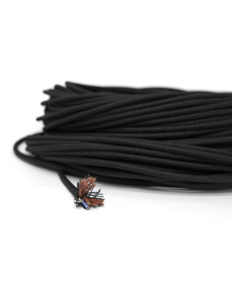 Cotton covered lamp cord, black, round, very supple