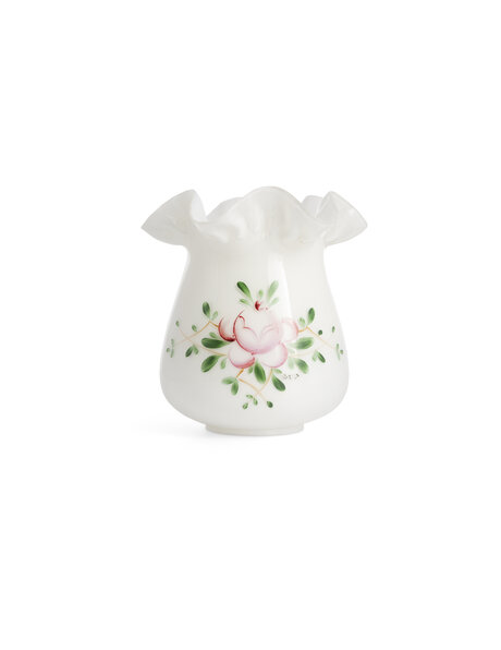 Vintage lampshade, white with pink flower
