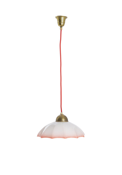 Red Glass Hanging Lamp, 1930s