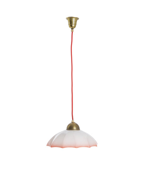 Glass hanging lamp  on red wire