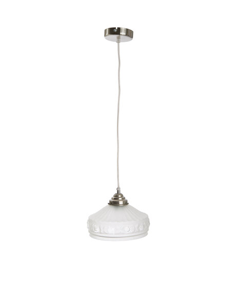 Old hanging lamp, frosted glass shade on a cord