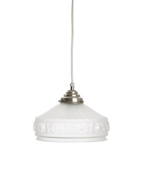 Old hanging lamp, frosted glass shade on a cord