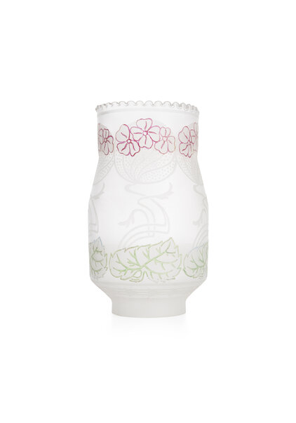 Oil Lamp Glass, Frosted Glass with Floral Pattern